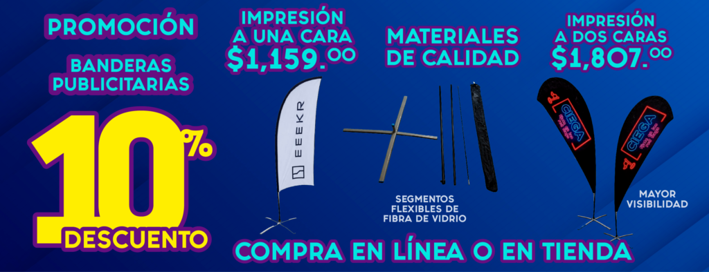 Flag banner 3 metros en descuento